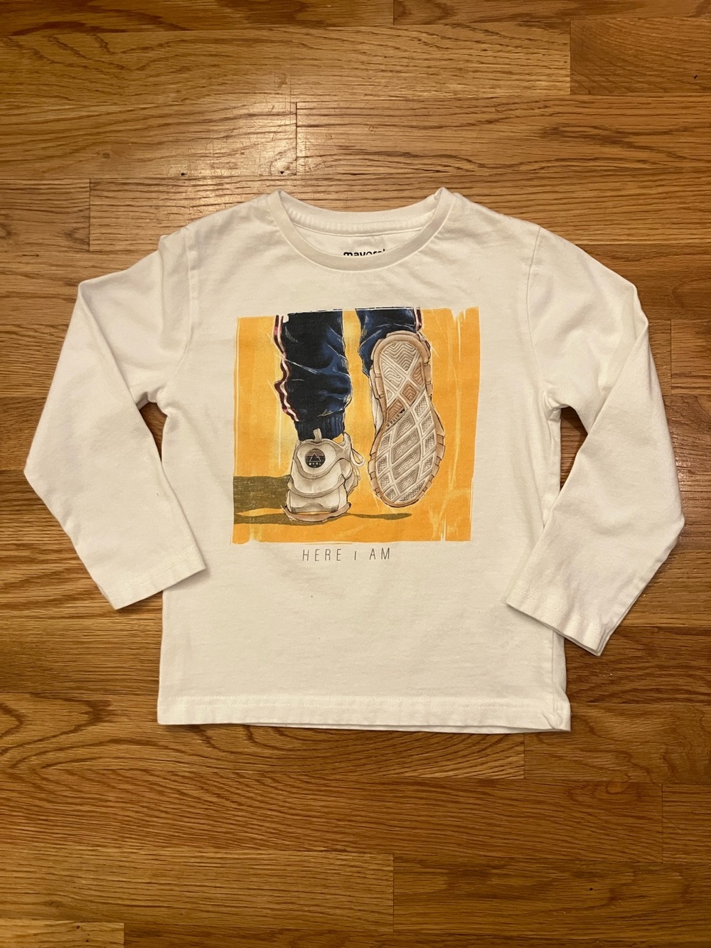 Mayoral White Long-Sleeve Tee with Yellow and Blue Graphic